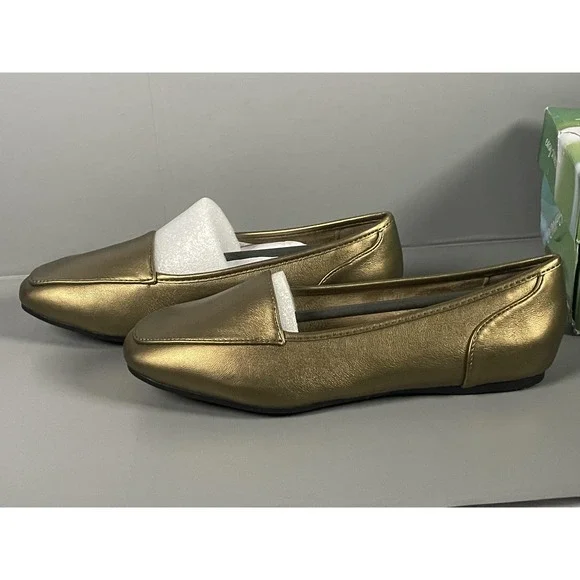 Easy Street Thrill Shoes Womens Size 5.5 Gold Loafers Comfort Slip On Flats - Picture 4 of 9